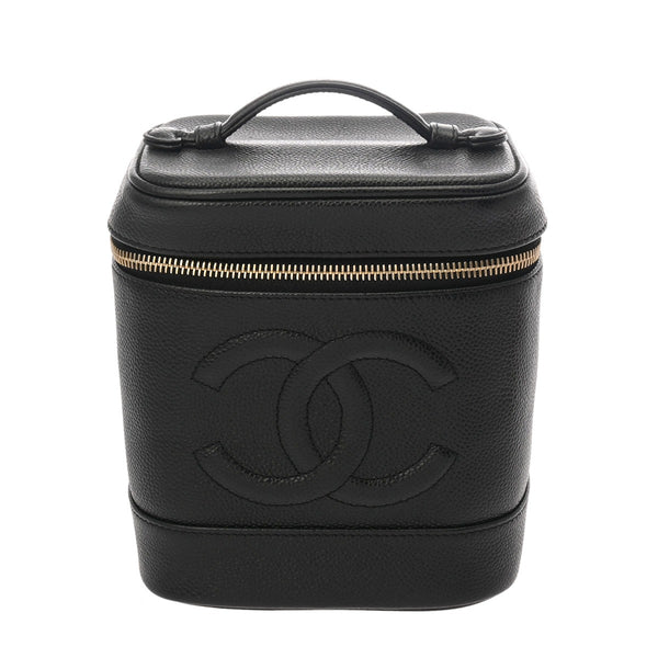 CHANEL シャネル 縦型バニティ ブラック A01998 レディース キャビアスキン バニティバッグ ABランク 中古 銀蔵