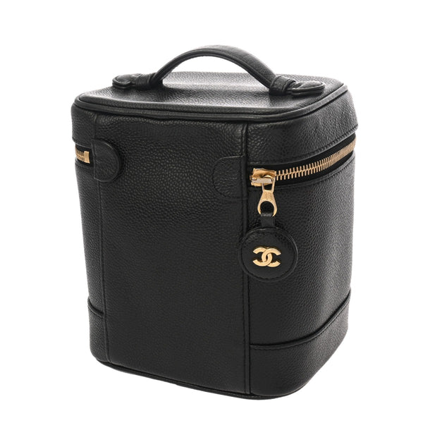 CHANEL シャネル 縦型バニティ ブラック A01998 レディース キャビアスキン バニティバッグ ABランク 中古 銀蔵