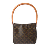 LOUIS VUITTON ルイヴィトン モノグラム ルーピング MM ブラウン M51146 レディース モノグラムキャンバス セミショルダーバッグ Bランク 中古 銀蔵