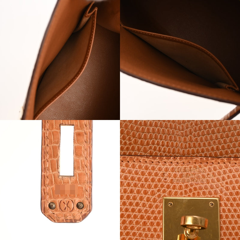 HERMES エルメス ケリー 32 外縫い ナチュラル ○X刻印(1994年頃) レディース リザード 2WAYバッグ Bランク 中古 銀蔵