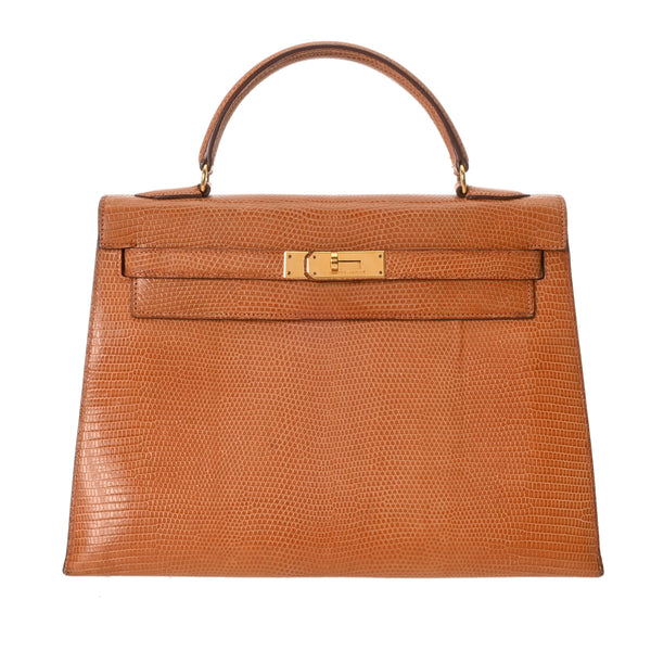 HERMES エルメス ケリー 32 外縫い ナチュラル ○X刻印(1994年頃) レディース リザード 2WAYバッグ Bランク 中古 銀蔵