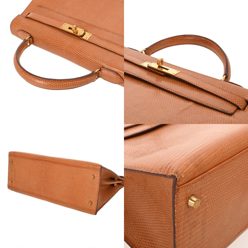 HERMES エルメス ケリー 32 外縫い ナチュラル ○X刻印(1994年頃) レディース リザード 2WAYバッグ Bランク 中古 銀蔵