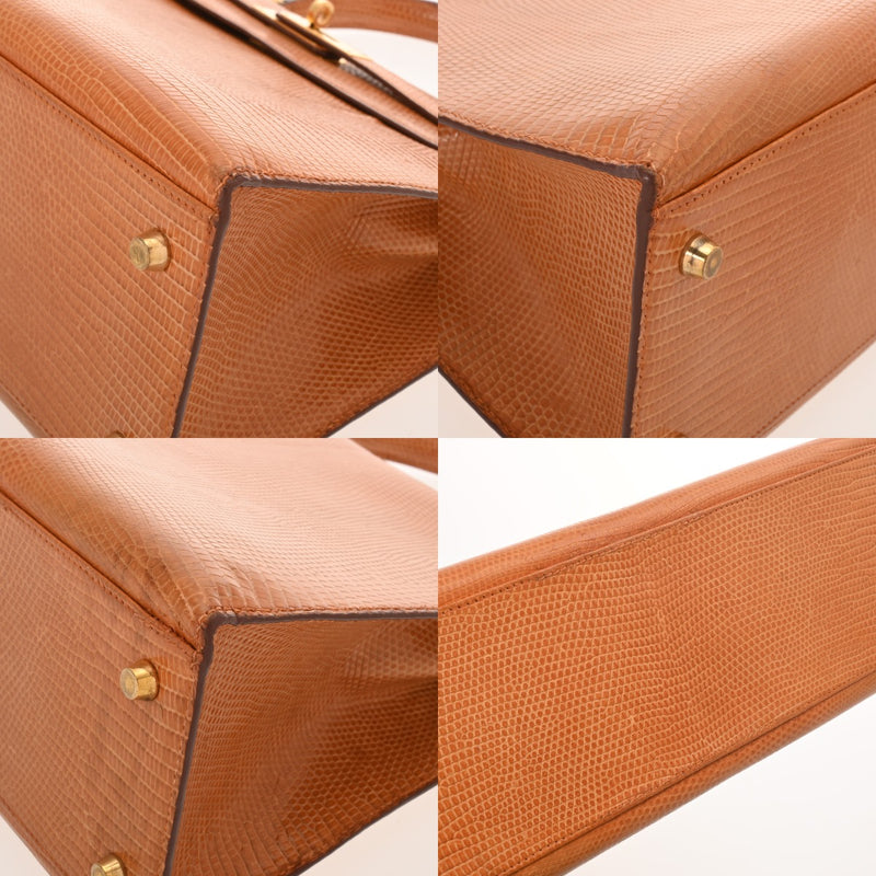 HERMES エルメス ケリー 32 外縫い ナチュラル ○X刻印(1994年頃) レディース リザード 2WAYバッグ Bランク 中古 銀蔵