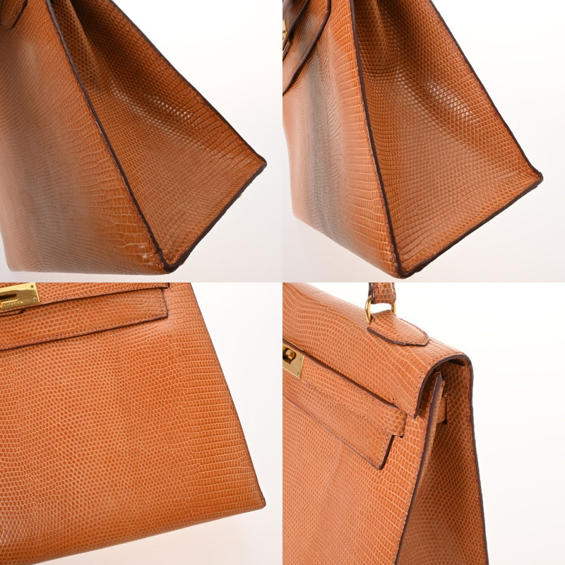 HERMES エルメス ケリー 32 外縫い ナチュラル ○X刻印(1994年頃) レディース リザード 2WAYバッグ Bランク 中古 銀蔵
