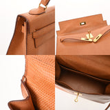 HERMES エルメス ケリー 32 外縫い ナチュラル ○X刻印(1994年頃) レディース リザード 2WAYバッグ Bランク 中古 銀蔵