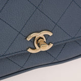 CHANEL シャネル アフィニティ メタリックブルー レディース カーフ ウエストバッグ Aランク 中古 銀蔵