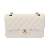 CHANEL シャネル マトラッセ クラシック スモールハンドバッグ 23cm ホワイト A01113 レディース キャビアスキン ショルダーバッグ Aランク 中古 銀蔵