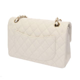 CHANEL シャネル マトラッセ クラシック スモールハンドバッグ 23cm ホワイト A01113 レディース キャビアスキン ショルダーバッグ Aランク 中古 銀蔵