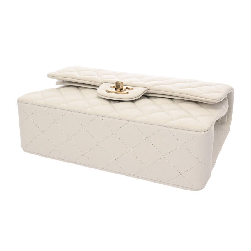 CHANEL シャネル マトラッセ クラシック スモールハンドバッグ 23cm ホワイト A01113 レディース キャビアスキン ショルダーバッグ Aランク 中古 銀蔵