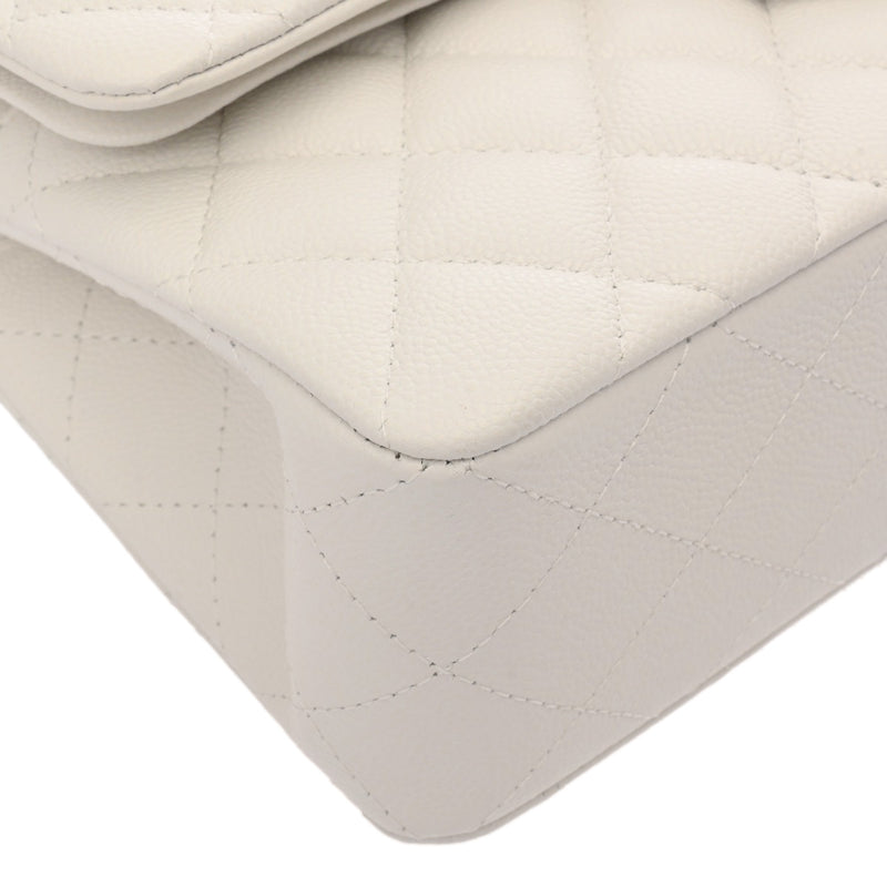 CHANEL シャネル マトラッセ クラシック スモールハンドバッグ 23cm ホワイト A01113 レディース キャビアスキン ショルダーバッグ Aランク 中古 銀蔵