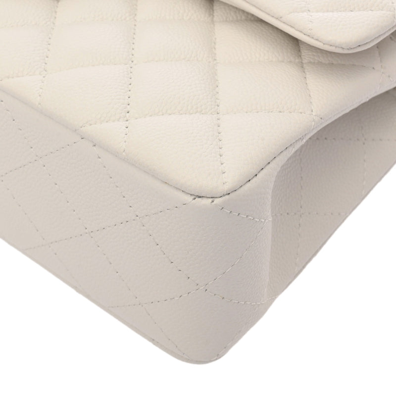 CHANEL シャネル マトラッセ クラシック スモールハンドバッグ 23cm ホワイト A01113 レディース キャビアスキン ショルダーバッグ Aランク 中古 銀蔵