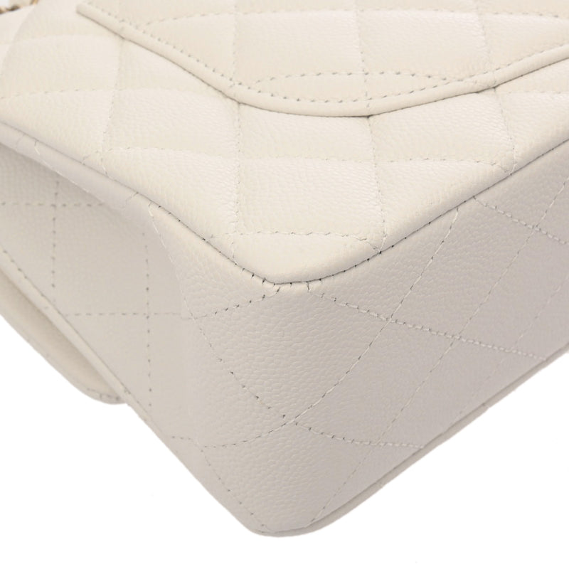 CHANEL シャネル マトラッセ クラシック スモールハンドバッグ 23cm ホワイト A01113 レディース キャビアスキン ショルダーバッグ Aランク 中古 銀蔵