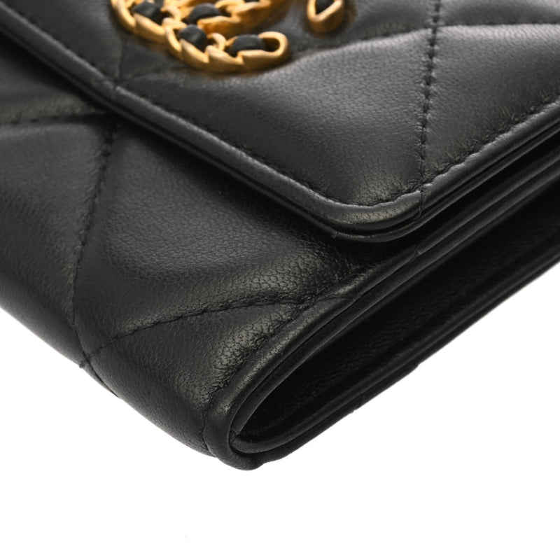 CHANEL シャネル シャネル19 ミニ チェーンウォレット ブラック AP2409 レディース ラムスキン ショルダーバッグ Aランク 中古 銀蔵