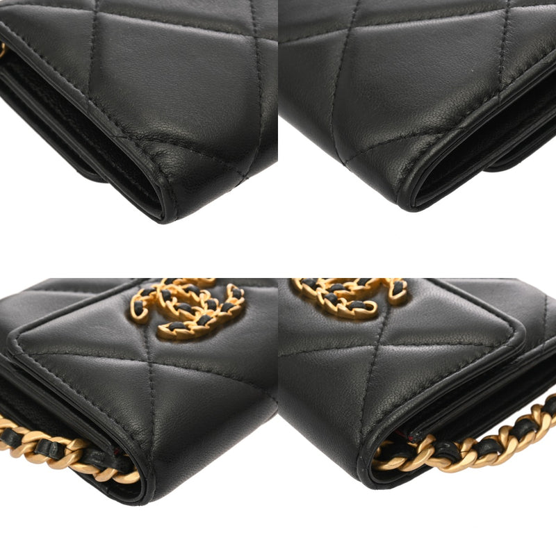 CHANEL シャネル シャネル19 ミニ チェーンウォレット ブラック AP2409 レディース ラムスキン ショルダーバッグ Aランク 中古 銀蔵