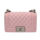 CHANEL シャネル ボーイシャネル スモールハンドバッグ 20cm ピンク A67085 レディース キャビアスキン ショルダーバッグ 未使用 銀蔵
