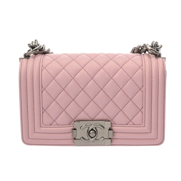 CHANEL シャネル ボーイシャネル スモールハンドバッグ 20cm ピンク A67085 レディース キャビアスキン ショルダーバッグ 未使用 銀蔵