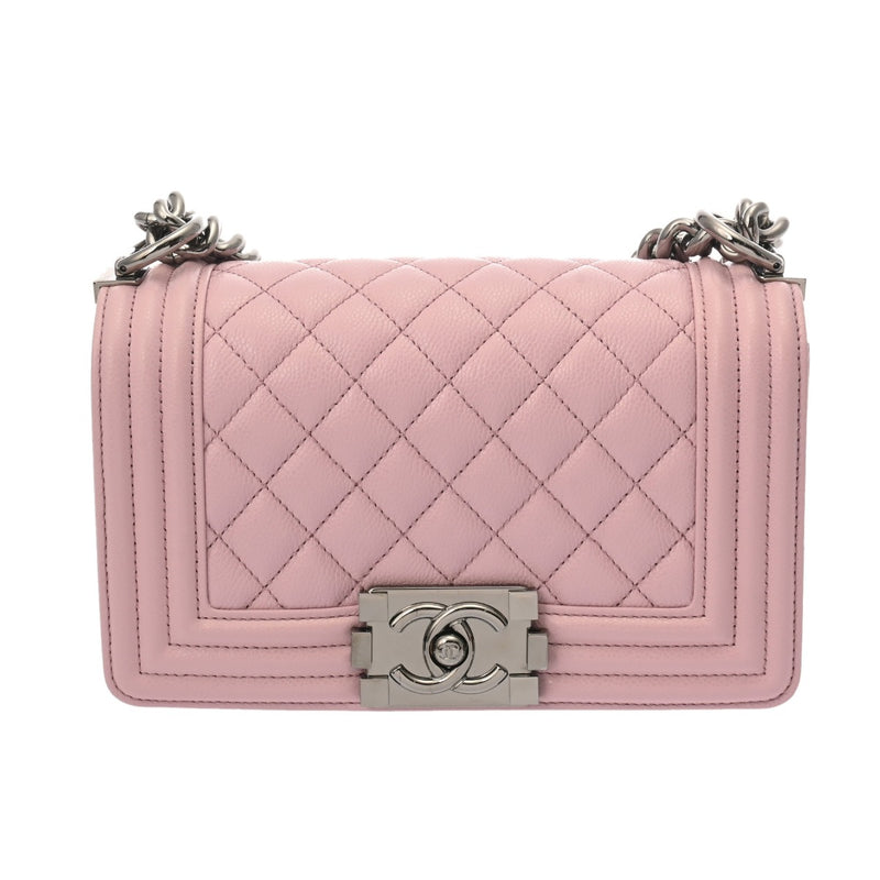 CHANEL シャネル ボーイシャネル スモールハンドバッグ 20cm ピンク A67085 レディース キャビアスキン ショルダーバッグ 未使用 銀蔵