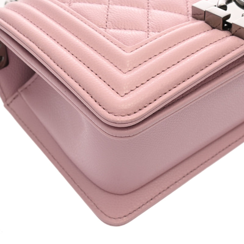 CHANEL シャネル ボーイシャネル スモールハンドバッグ 20cm ピンク A67085 レディース キャビアスキン ショルダーバッグ 未使用 銀蔵