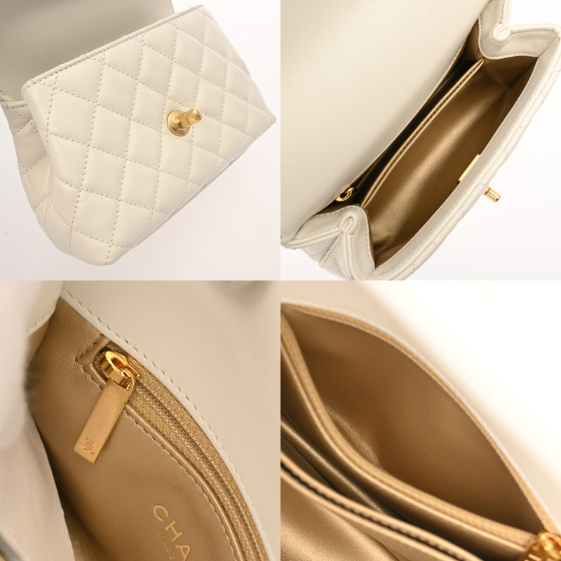 CHANEL シャネル マトラッセ トップハンドル XXS 2WAY ホワイト AS2215 レディース レザー ハンドバッグ 新同 中古 銀蔵