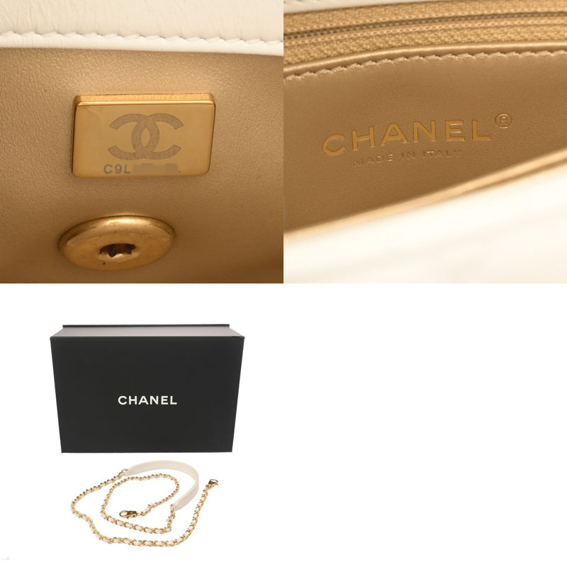 CHANEL シャネル マトラッセ トップハンドル XXS 2WAY ホワイト AS2215 レディース レザー ハンドバッグ 新同 中古 銀蔵