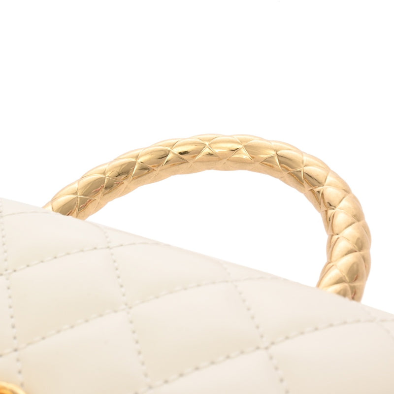 CHANEL シャネル マトラッセ トップハンドル XXS 2WAY ホワイト AS2215 レディース レザー ハンドバッグ 新同 中古 銀蔵