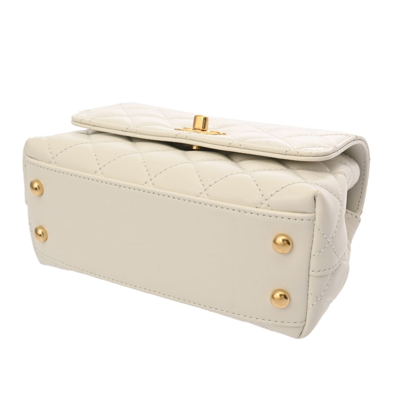 CHANEL シャネル マトラッセ トップハンドル XXS 2WAY ホワイト AS2215 レディース レザー ハンドバッグ 新同 中古 銀蔵