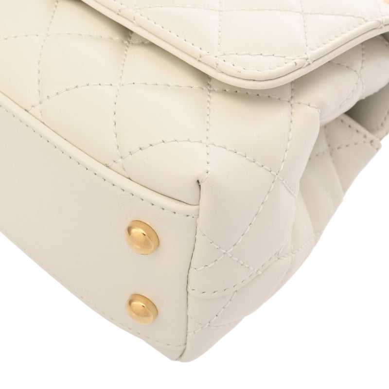 CHANEL シャネル マトラッセ トップハンドル XXS 2WAY ホワイト AS2215 レディース レザー ハンドバッグ 新同 中古 銀蔵