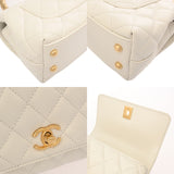 CHANEL シャネル マトラッセ トップハンドル XXS 2WAY ホワイト AS2215 レディース レザー ハンドバッグ 新同 中古 銀蔵