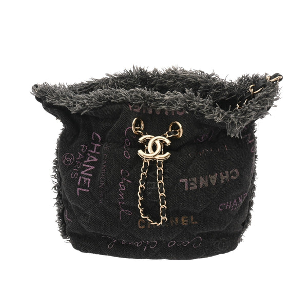 CHANEL シャネル マトラッセ スモール バケットバッグ ブラック AS3091 レディース デニム ショルダーバッグ Aランク 中古 銀蔵