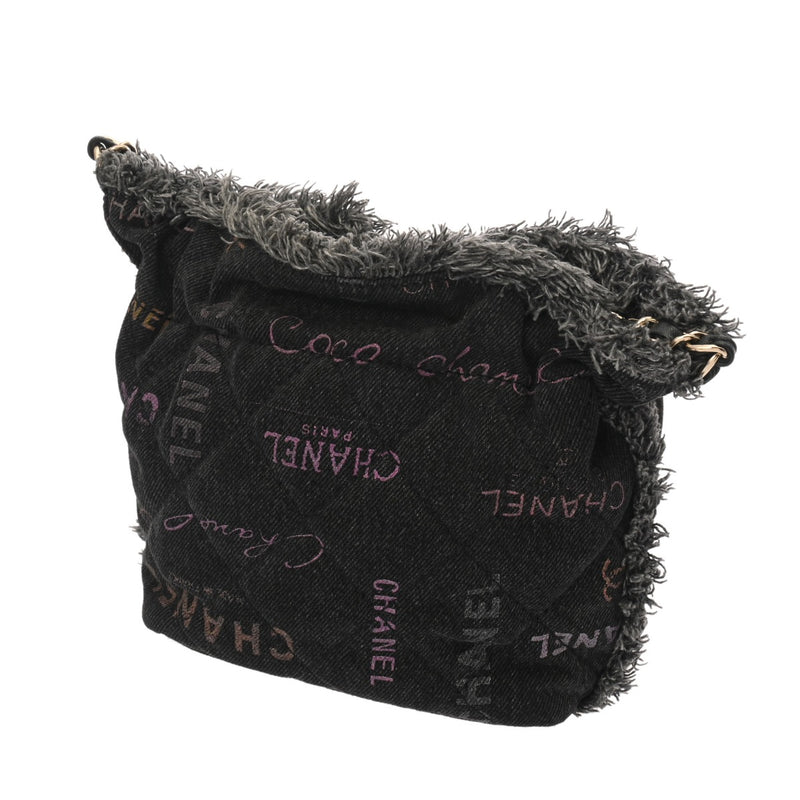 CHANEL シャネル マトラッセ スモール バケットバッグ ブラック AS3091 レディース デニム ショルダーバッグ Aランク 中古 銀蔵