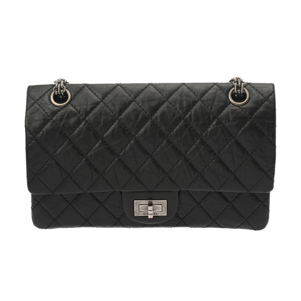 CHANEL シャネル 2.55 ハンドバッグ ブラック A37586 レディース エイジドカーフスキン ショルダーバッグ Aランク 中古 銀蔵
