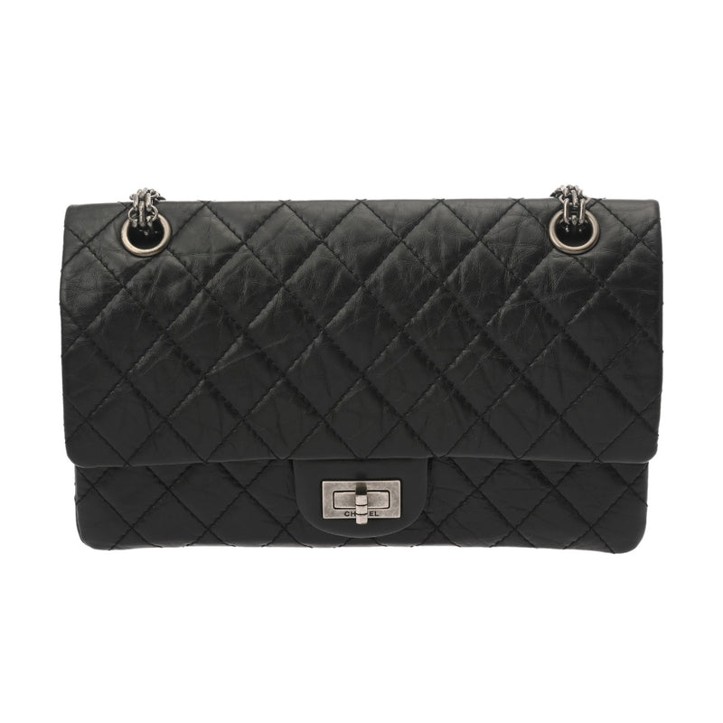 CHANEL シャネル 2.55 ハンドバッグ ブラック A37586 レディース エイジドカーフスキン ショルダーバッグ Aランク 中古 銀蔵