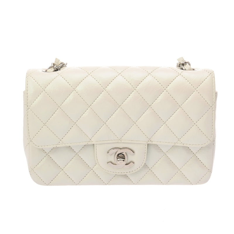 CHANEL シャネル マトラッセ ミニクラシック ハンドバッグ 20cm パールホワイト A69900 レディース エイジドカーフ ショルダーバッグ 新同 中古 銀蔵