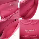 CHANEL シャネル マトラッセ チェーンショルダー 25cm Wフラップ ピンク A01112 レディース マットキャビアスキン ショルダーバッグ ABランク 中古 銀蔵