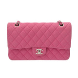 CHANEL シャネル マトラッセ チェーンショルダー 25cm Wフラップ ピンク A01112 レディース マットキャビアスキン ショルダーバッグ ABランク 中古 銀蔵