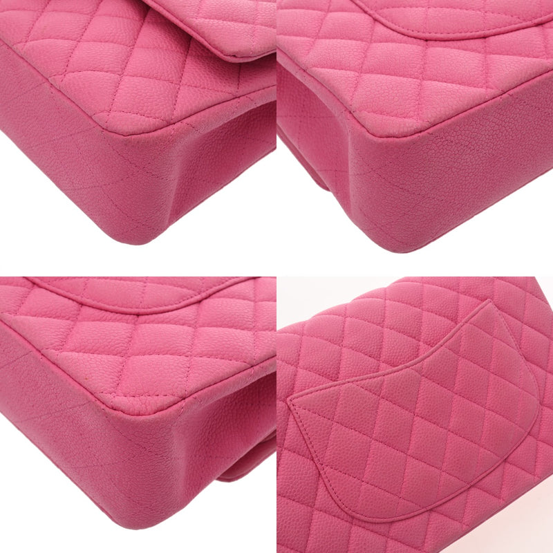 CHANEL シャネル マトラッセ チェーンショルダー 25cm Wフラップ ピンク A01112 レディース マットキャビアスキン ショルダーバッグ ABランク 中古 銀蔵