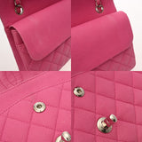 CHANEL シャネル マトラッセ チェーンショルダー 25cm Wフラップ ピンク A01112 レディース マットキャビアスキン ショルダーバッグ ABランク 中古 銀蔵