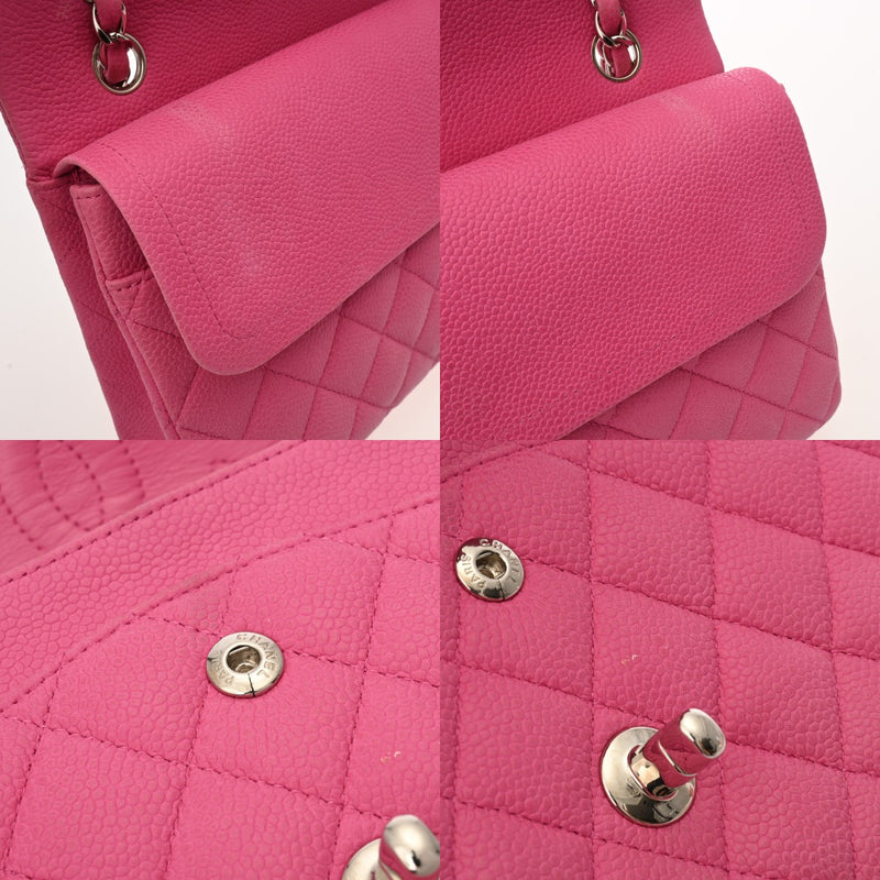 CHANEL シャネル マトラッセ チェーンショルダー 25cm Wフラップ ピンク A01112 レディース マットキャビアスキン ショルダーバッグ ABランク 中古 銀蔵