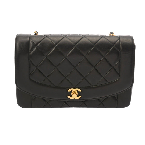 CHANEL シャネル チェーンショルダー ダイアナ 25cm ブラック A01165 レディース ラムスキン ショルダーバッグ ABランク 中古 銀蔵