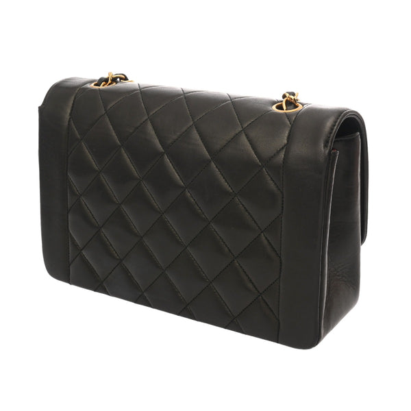 CHANEL シャネル チェーンショルダー ダイアナ 25cm ブラック A01165 レディース ラムスキン ショルダーバッグ ABランク 中古 銀蔵