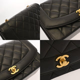 CHANEL シャネル チェーンショルダー ダイアナ 25cm ブラック A01165 レディース ラムスキン ショルダーバッグ ABランク 中古 銀蔵