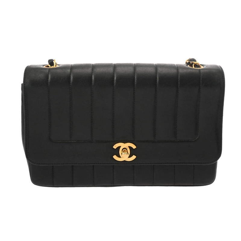 CHANEL シャネル マドモアゼル チェーンショルダー ブラック レディース ラムスキン ショルダーバッグ Bランク 中古 銀蔵