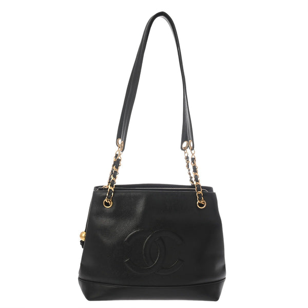 CHANEL シャネル チェーントート ブラック レディース キャビアスキン トートバッグ Bランク 中古 銀蔵