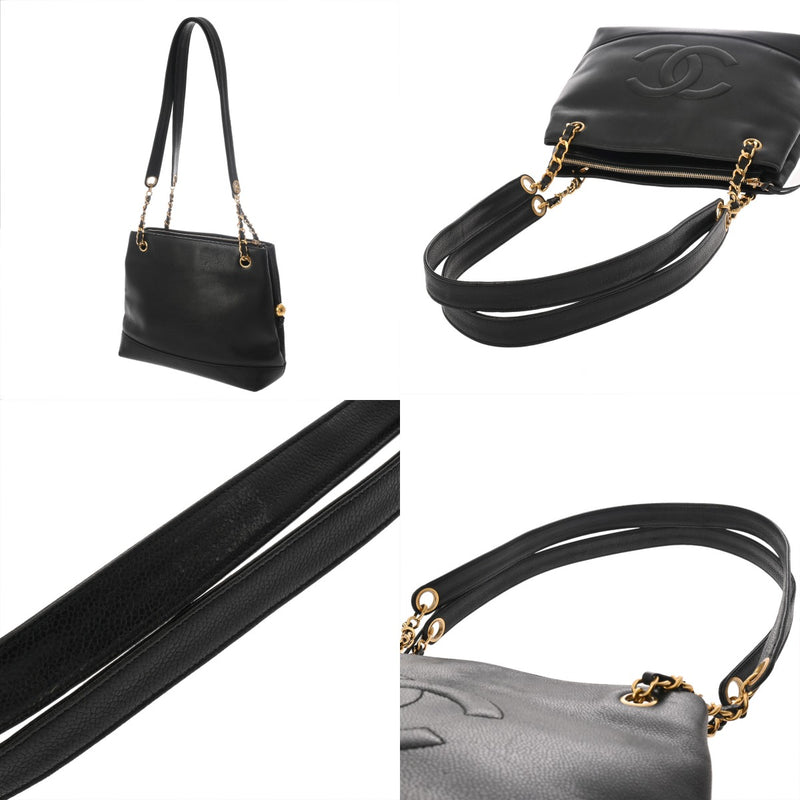 CHANEL シャネル チェーントート ブラック レディース キャビアスキン トートバッグ Bランク 中古 銀蔵