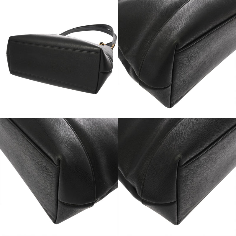 CHANEL シャネル チェーントート ブラック レディース キャビアスキン トートバッグ Bランク 中古 銀蔵