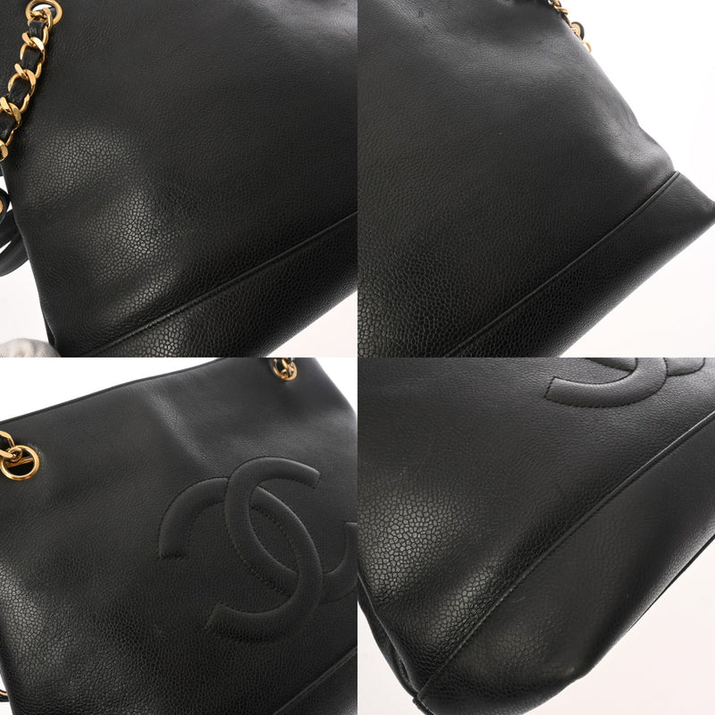 CHANEL シャネル チェーントート ブラック レディース キャビアスキン トートバッグ Bランク 中古 銀蔵
