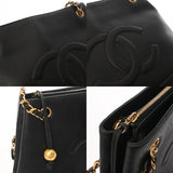 CHANEL シャネル チェーントート ブラック レディース キャビアスキン トートバッグ Bランク 中古 銀蔵