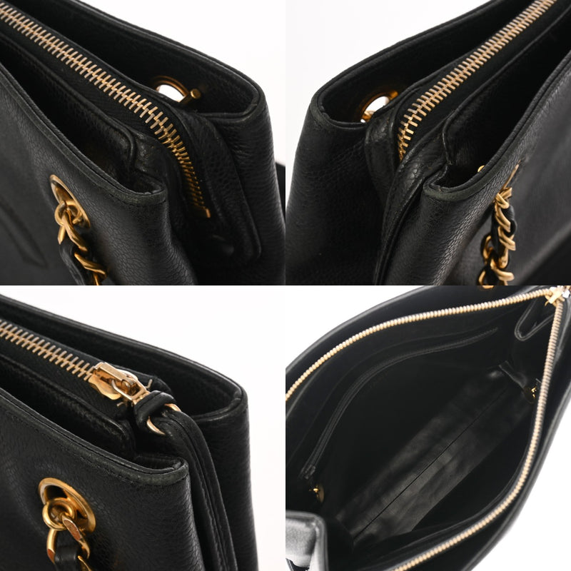 CHANEL シャネル チェーントート ブラック レディース キャビアスキン トートバッグ Bランク 中古 銀蔵