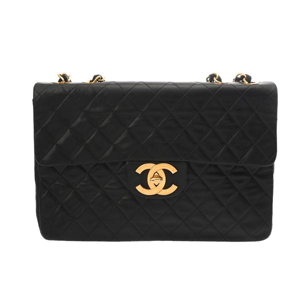 CHANEL シャネル デカマトラッセ チェーンショルダー 34cm ブラック レディース ラムスキン ショルダーバッグ Bランク 中古 銀蔵