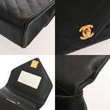 CHANEL シャネル Vステッチ ブラック レディース リザード ショルダーバッグ Bランク 中古 銀蔵
